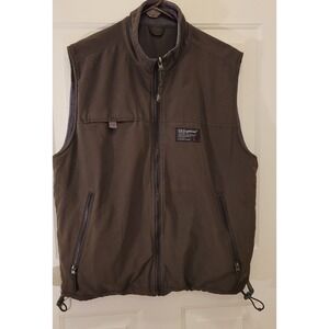US Expedition Mens Utility Vest Brown Zip Pockets Lined Size Large